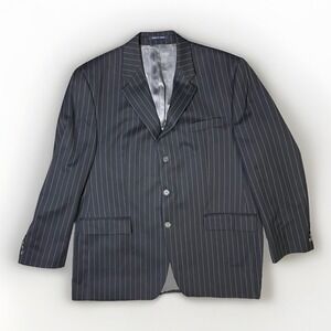RALPH RALPH LAUREN 44R Classic Suit Jacket‎ Wool 3 Button Black STRIPE VINTAGE